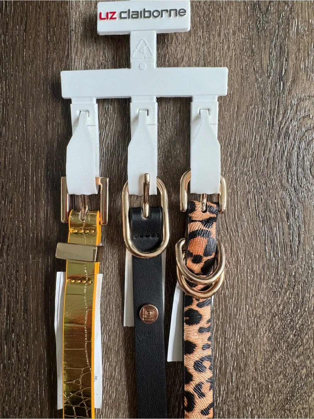 Liz Claiborne Gold, Black & Leopard Print Belt Set Women’s Size Small
